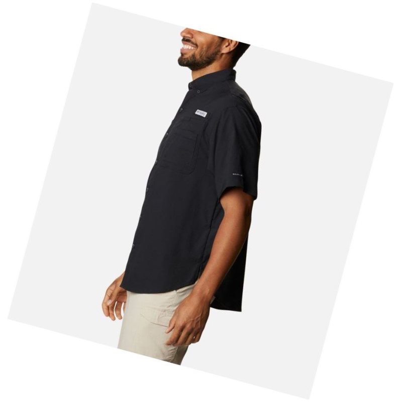 Columbia PFG Crystal Springs Short Sleeve Gömlek Erkek Siyah | 60915-URSZ