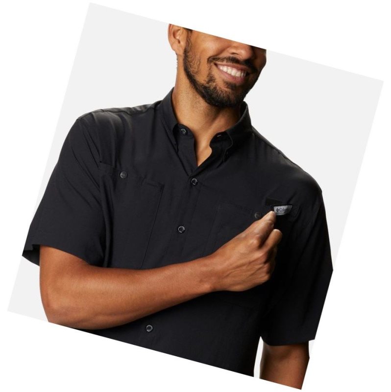 Columbia PFG Crystal Springs Short Sleeve Gömlek Erkek Siyah | 60915-URSZ