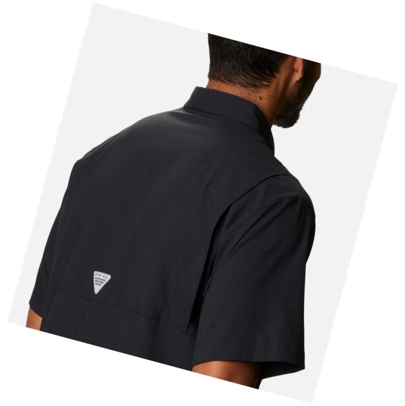 Columbia PFG Crystal Springs Short Sleeve Gömlek Erkek Siyah | 60915-URSZ