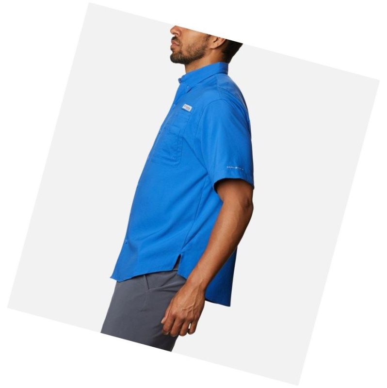 Columbia PFG Crystal Springs Short Sleeve Gömlek Erkek Mavi | 28501-GAJL