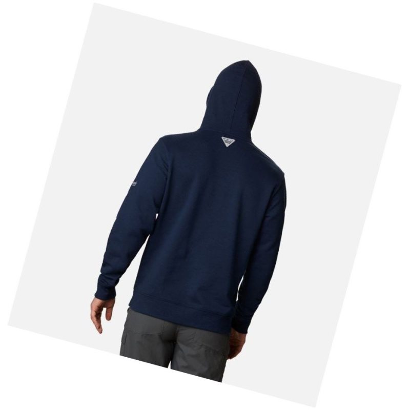 Columbia PFG Fish Flag Kapşonlu Erkek Lacivert Beyaz | 98605-BGJS