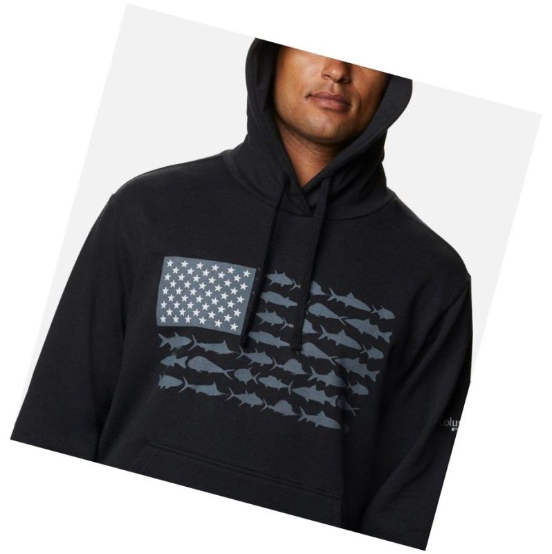 Columbia PFG Fish Flag Kapşonlu Erkek Siyah Koyu Gri | 69584-OMIT