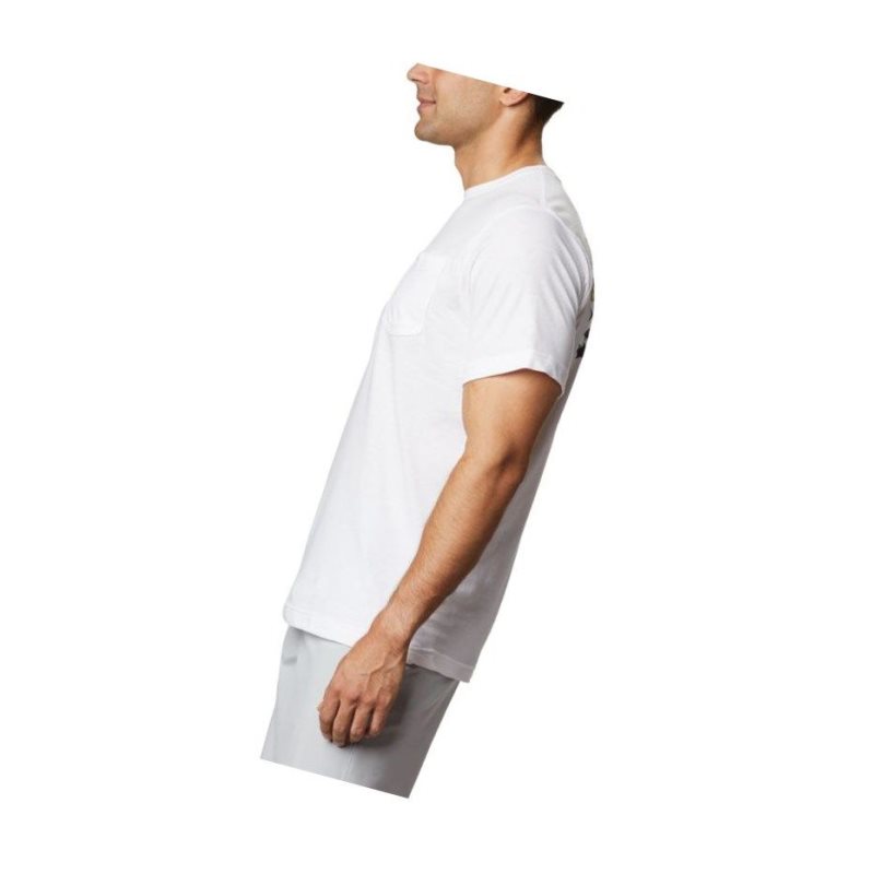 Columbia PFG Fish Flag Pocket Tişört Erkek Beyaz Kırmızı | 62571-TRGK