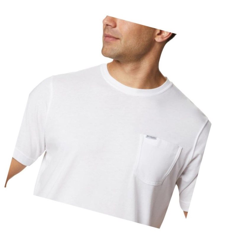 Columbia PFG Fish Flag Pocket Tişört Erkek Beyaz Kırmızı | 62571-TRGK