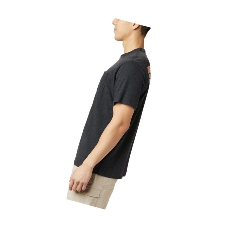 Columbia PFG Fish Flag Pocket Tişört Erkek Siyah | 34908-AORY
