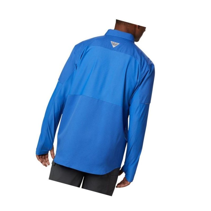 Columbia PFG Force XII Zero Long Sleeve Hybrid Gömlek Erkek Mavi | 95407-VUKM