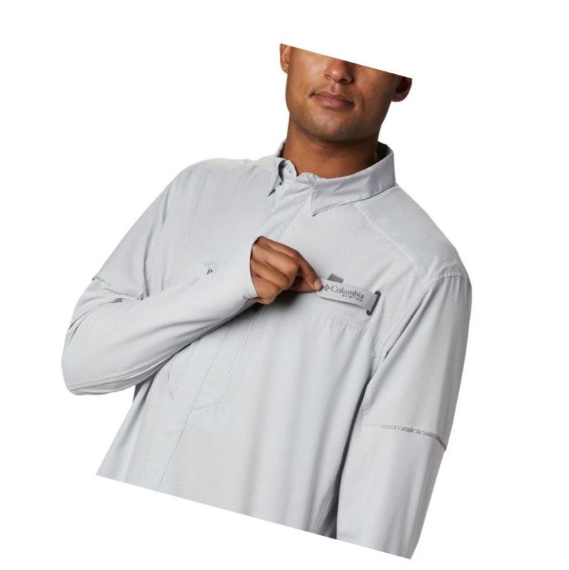 Columbia PFG Force XII Zero Long Sleeve Hybrid Gömlek Erkek Gri | 28940-JAWM