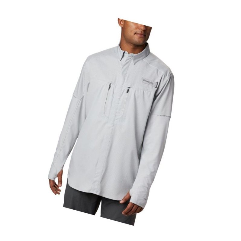 Columbia PFG Force XII Zero Long Sleeve Hybrid Gömlek Erkek Gri | 28940-JAWM