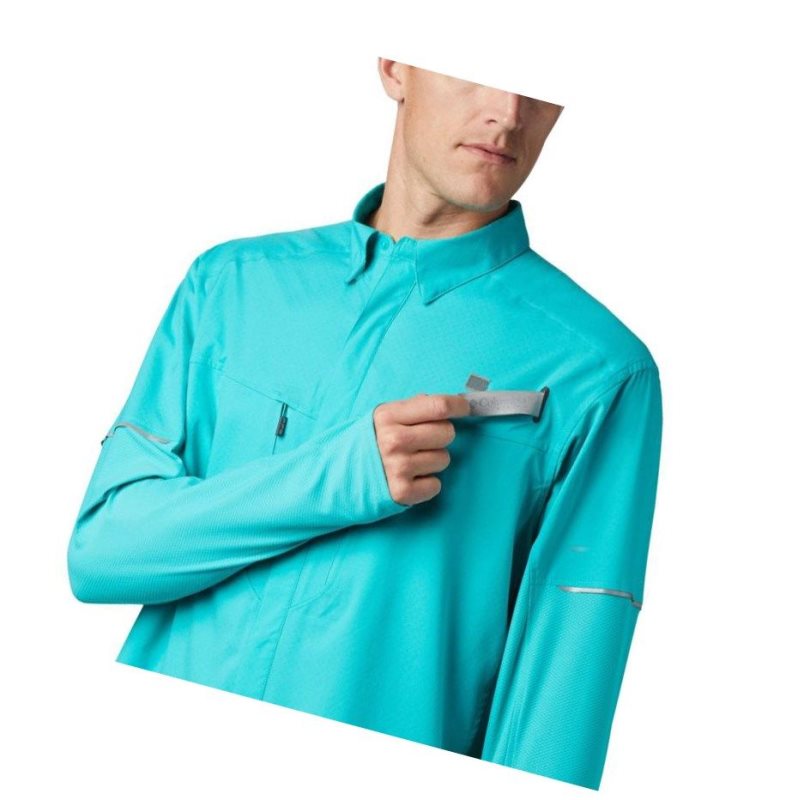Columbia PFG Force XII Zero Long Sleeve Hybrid Gömlek Erkek Açık Turkuaz | 13489-PBRV