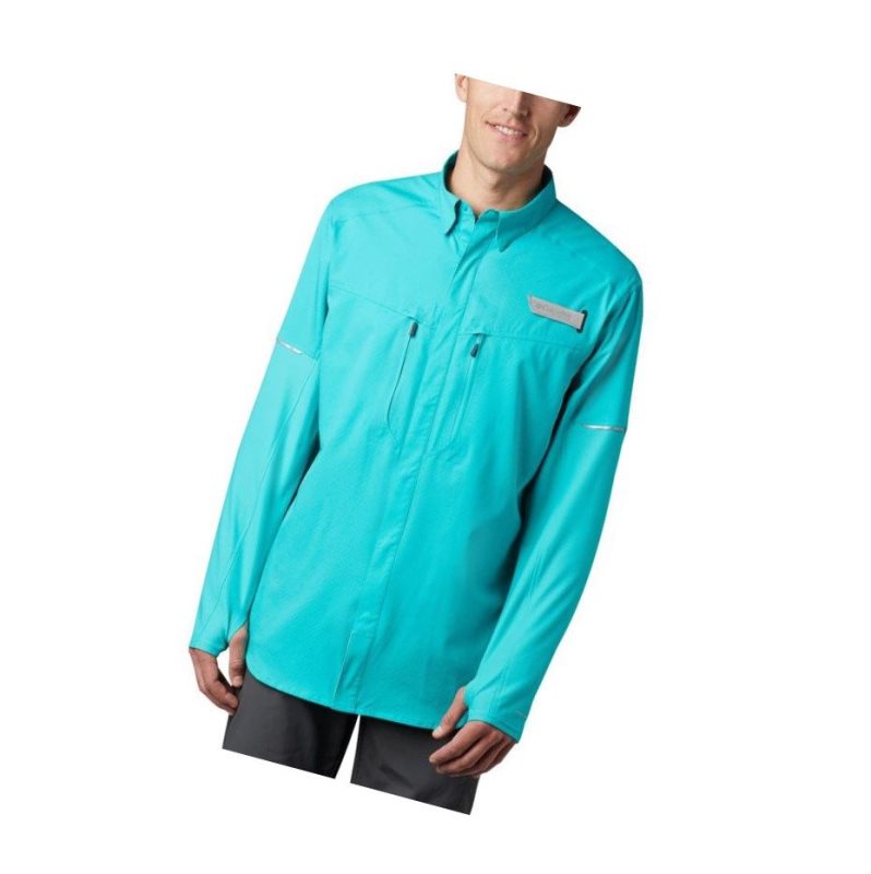 Columbia PFG Force XII Zero Long Sleeve Hybrid Gömlek Erkek Açık Turkuaz | 13489-PBRV