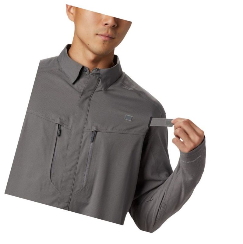 Columbia PFG Force XII Zero Long Sleeve Hybrid Gömlek Erkek Gri | 01796-YJSP