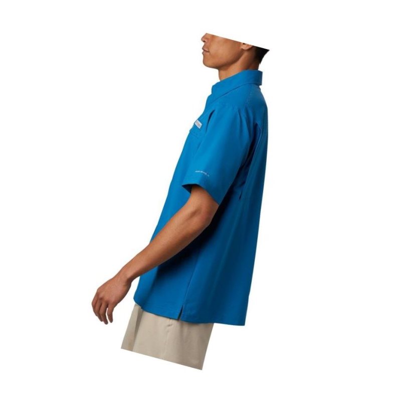 Columbia PFG Grander Marlin Woven Short Sleeve Gömlek Erkek Mavi | 53481-ODCJ