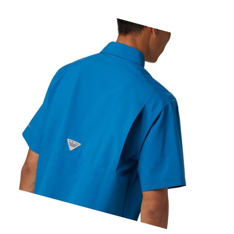 Columbia PFG Grander Marlin Woven Short Sleeve Gömlek Erkek Mavi | 53481-ODCJ