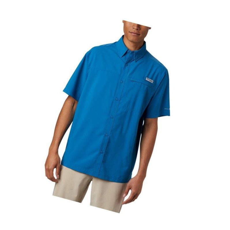 Columbia PFG Grander Marlin Woven Short Sleeve Gömlek Erkek Mavi | 53481-ODCJ
