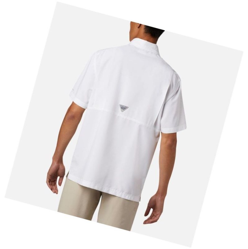 Columbia PFG Grander Marlin Woven Short Sleeve Gömlek Erkek Beyaz | 48651-XGJE