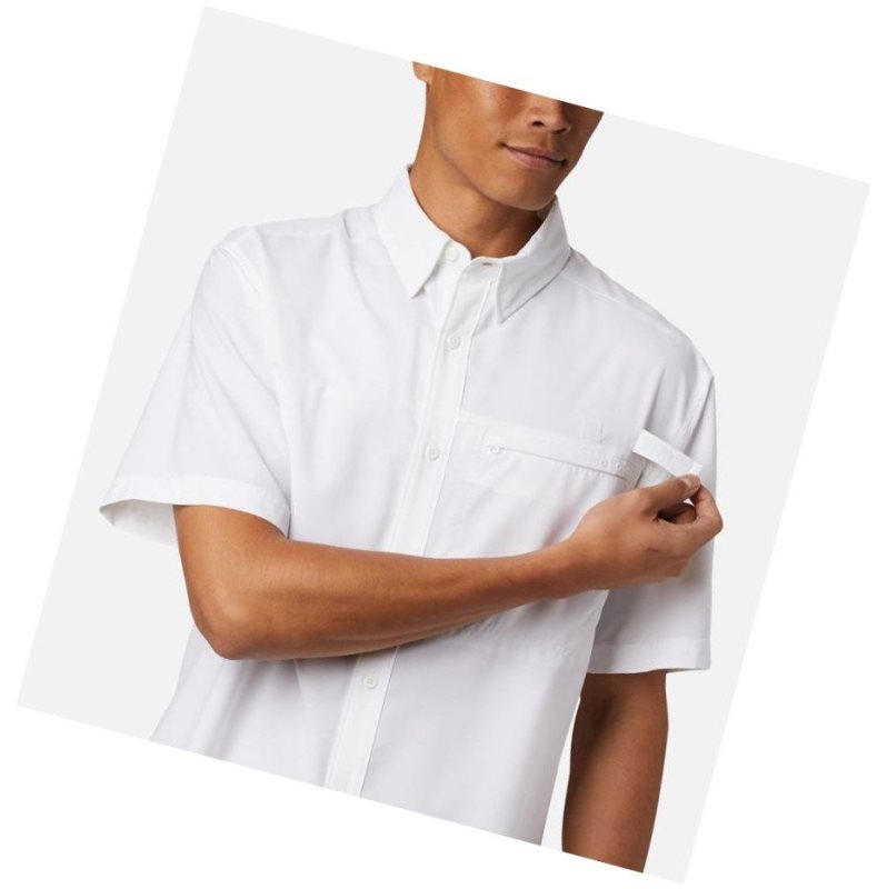 Columbia PFG Grander Marlin Woven Short Sleeve Gömlek Erkek Beyaz | 48651-XGJE