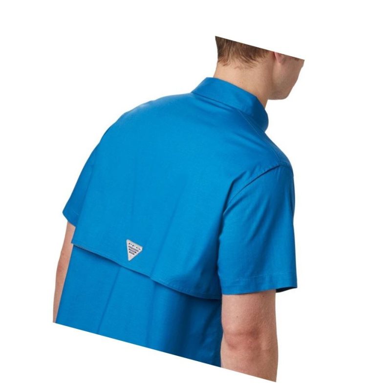 Columbia PFG Half Moon Short Sleeve Gömlek Erkek Mavi | 95073-QRKL