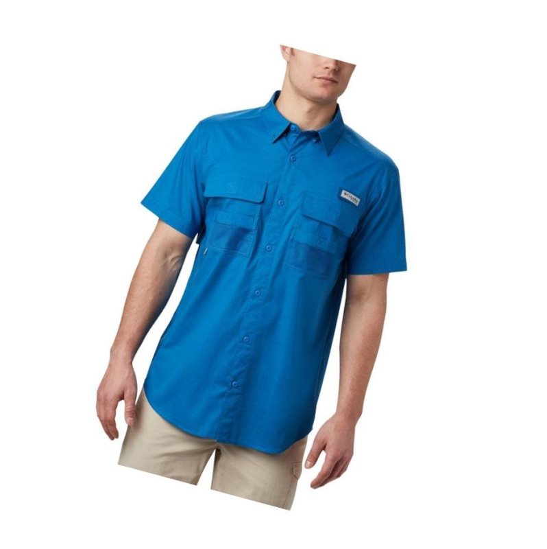 Columbia PFG Half Moon Short Sleeve Gömlek Erkek Mavi | 95073-QRKL