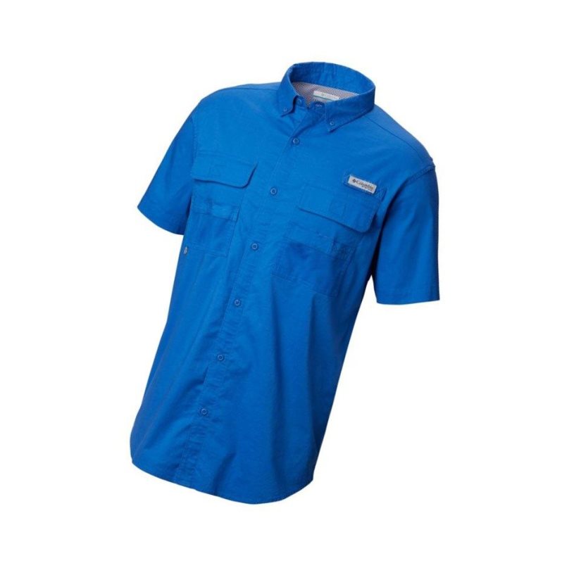 Columbia PFG Half Moon Short Sleeve Gömlek Erkek Mavi | 48395-EOCZ