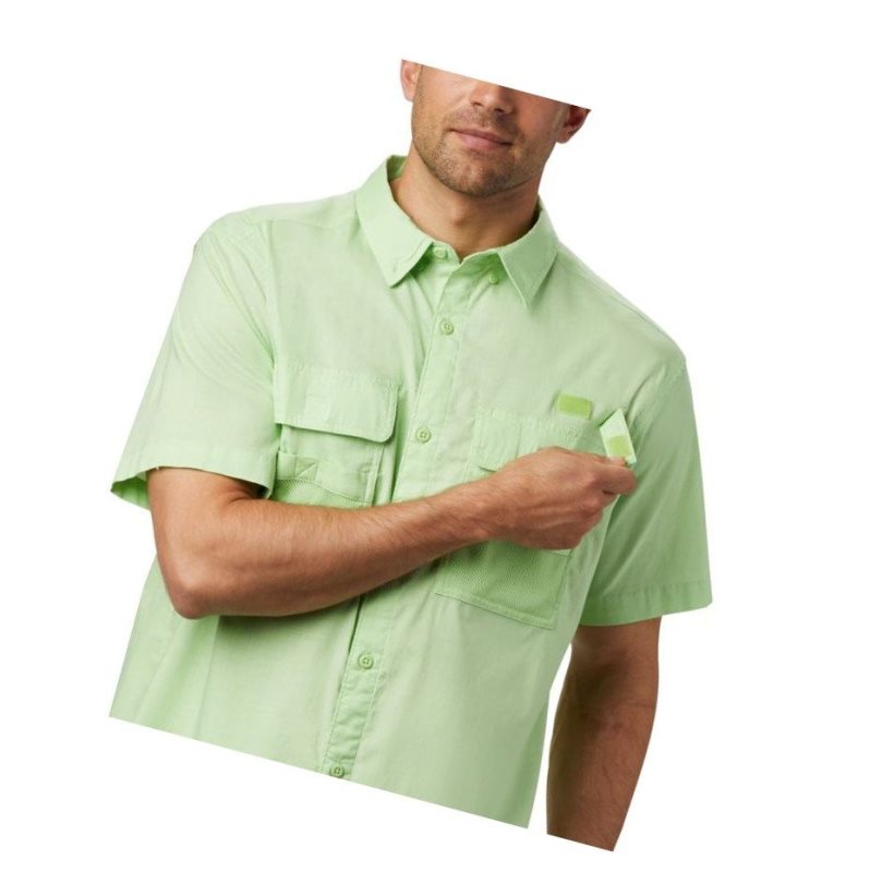 Columbia PFG Half Moon Short Sleeve Gömlek Erkek Açık Yeşil | 48190-OUTC