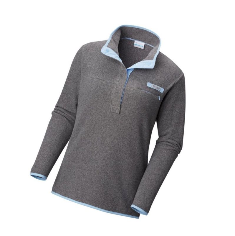 Columbia PFG Harborside Fleece Plus Size Sweatshirt Kadın Gri | 50319-IQJZ