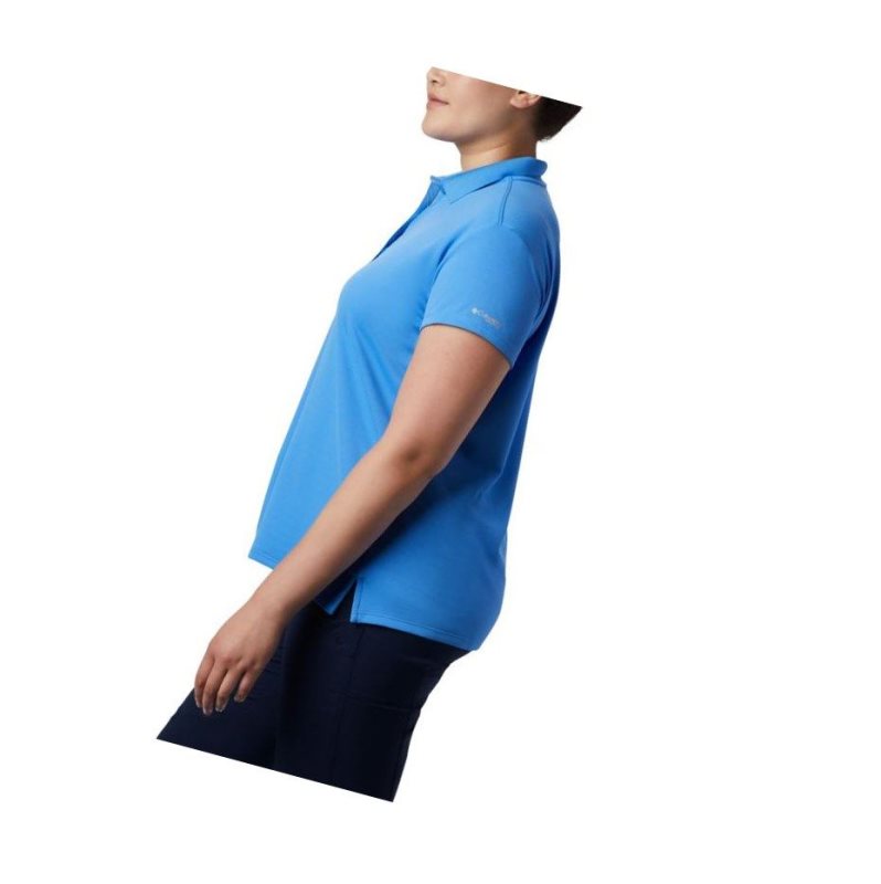 Columbia PFG Innisfree Short Sleeve Plus Size Polo Gömlek Kadın Mavi | 48167-QPDV