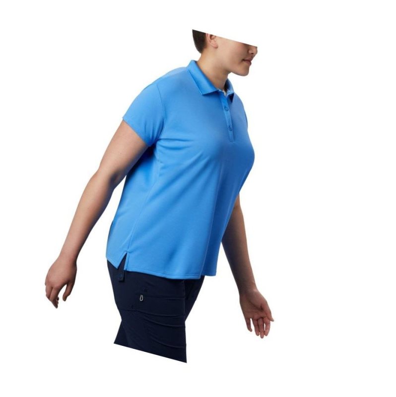 Columbia PFG Innisfree Short Sleeve Plus Size Polo Gömlek Kadın Mavi | 48167-QPDV