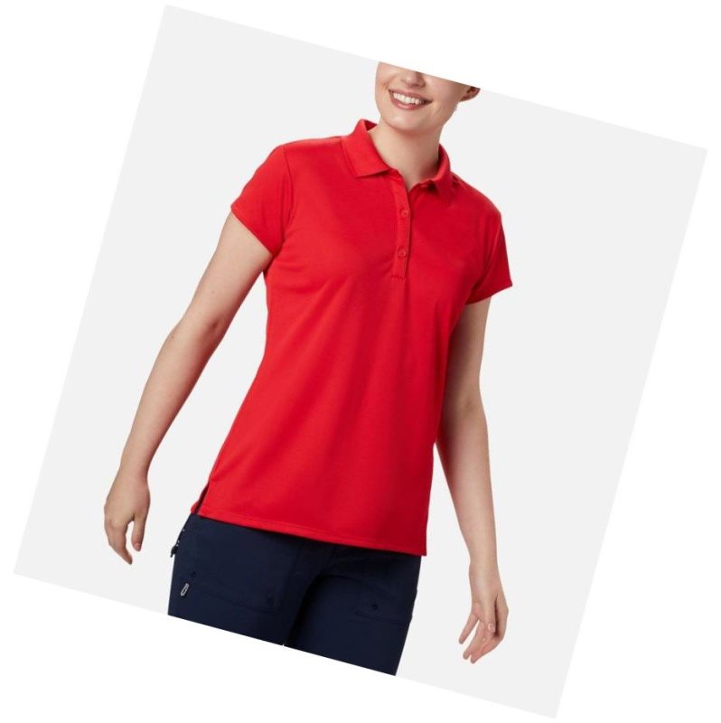 Columbia PFG Innisfree Short Sleeve Polo Gömlek Kadın Kırmızı | 82540-VFZT