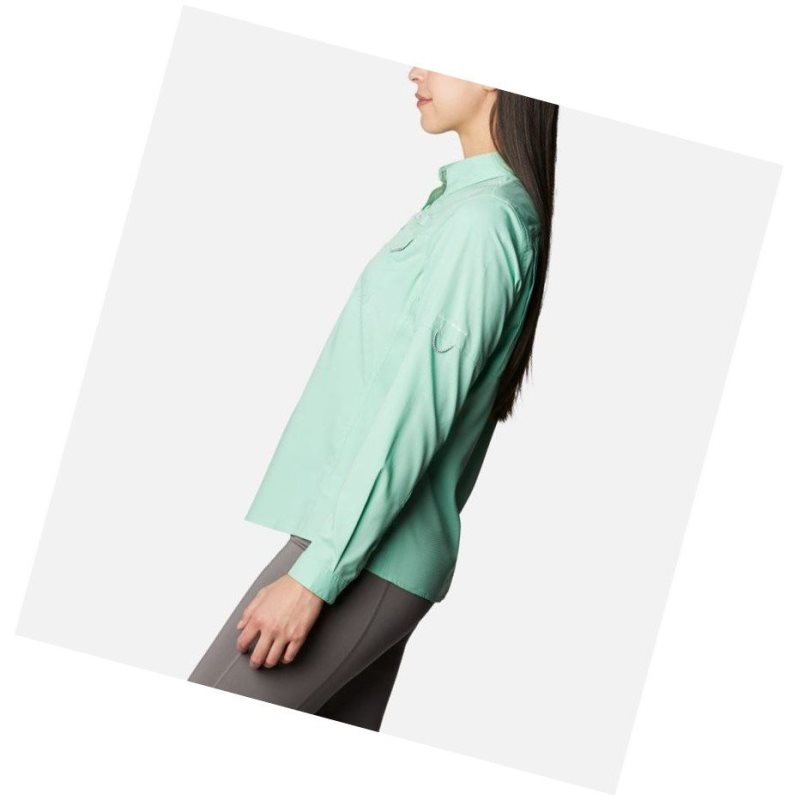 Columbia PFG Lo Drag Long Sleeve Gömlek Kadın Yeşil | 68952-HXJG
