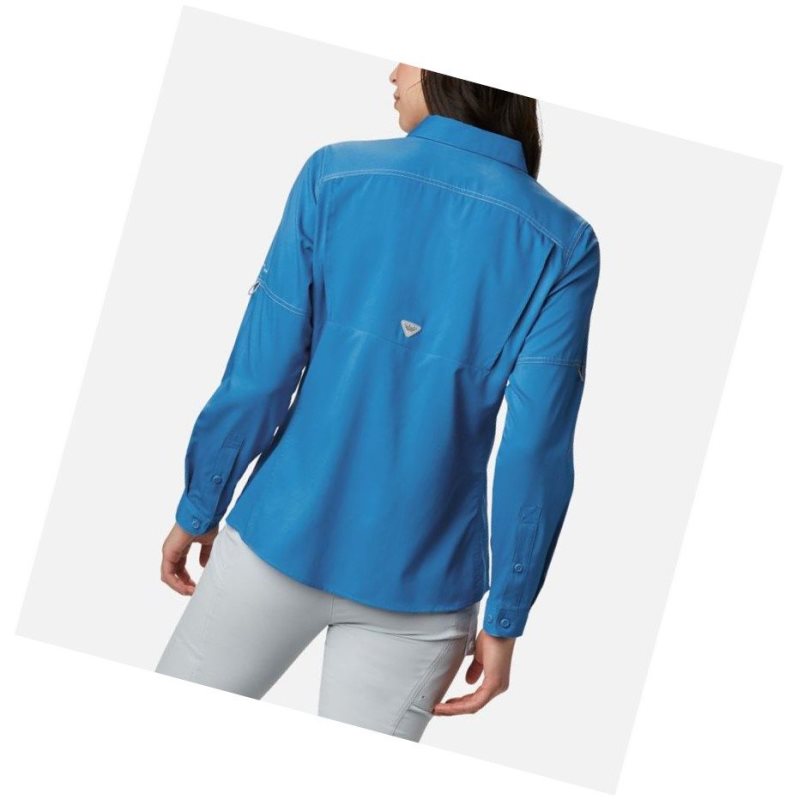 Columbia PFG Lo Drag Long Sleeve Gömlek Kadın Mavi Mavi | 58174-GCQU