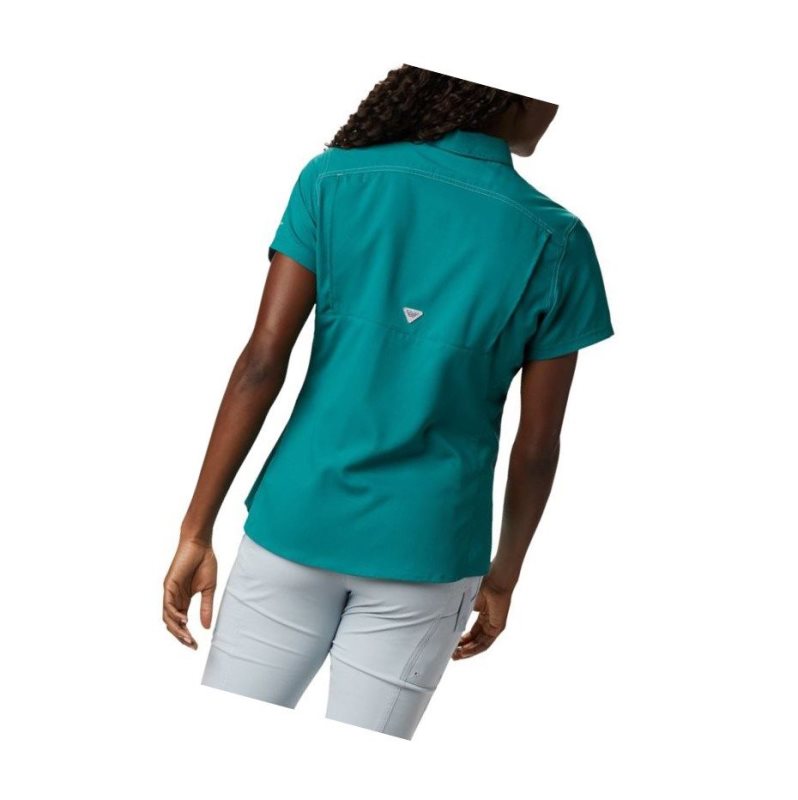 Columbia PFG Lo Drag Short Sleeve Gömlek Kadın Açık Yeşil | 06234-JFPC