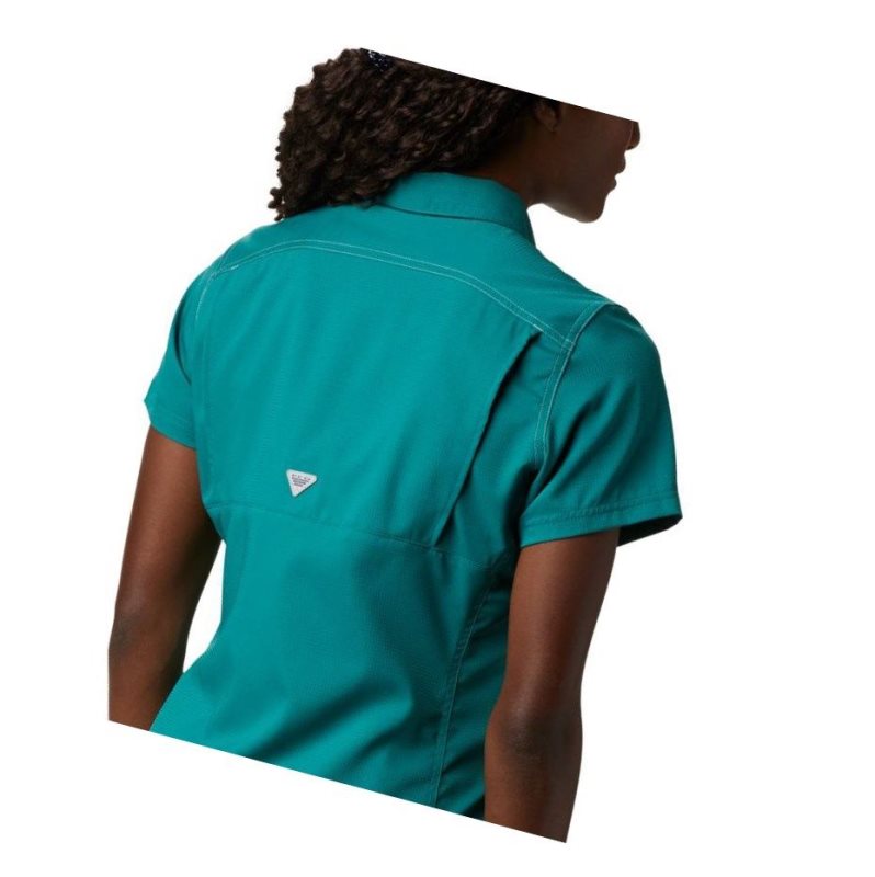 Columbia PFG Lo Drag Short Sleeve Gömlek Kadın Açık Yeşil | 06234-JFPC