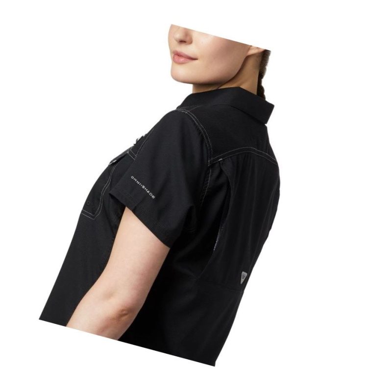 Columbia PFG Lo Drag Short Sleeve Gömlek Kadın Siyah | 01842-MQBW