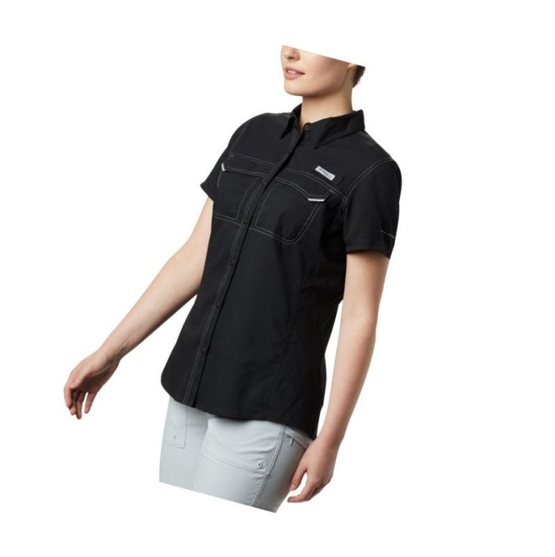 Columbia PFG Lo Drag Short Sleeve Gömlek Kadın Siyah | 01842-MQBW