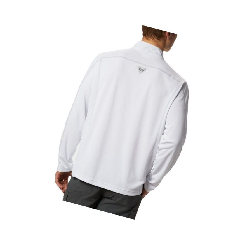 Columbia PFG Low Drag 1/4 Zip Top Sweatshirt Erkek Beyaz | 84951-EKGV
