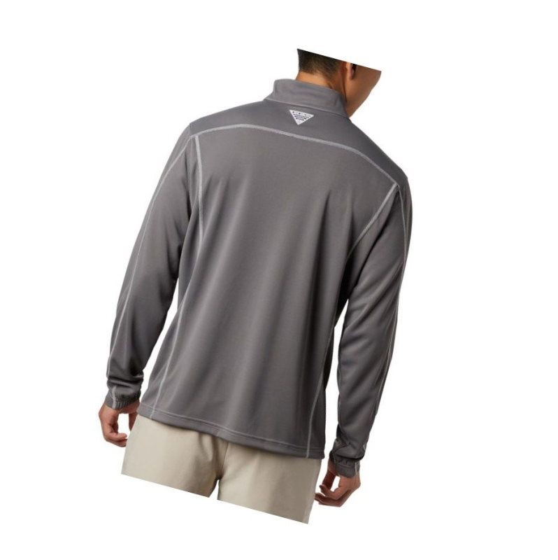 Columbia PFG Low Drag 1/4 Zip Top Sweatshirt Erkek Gri | 67215-MYTH
