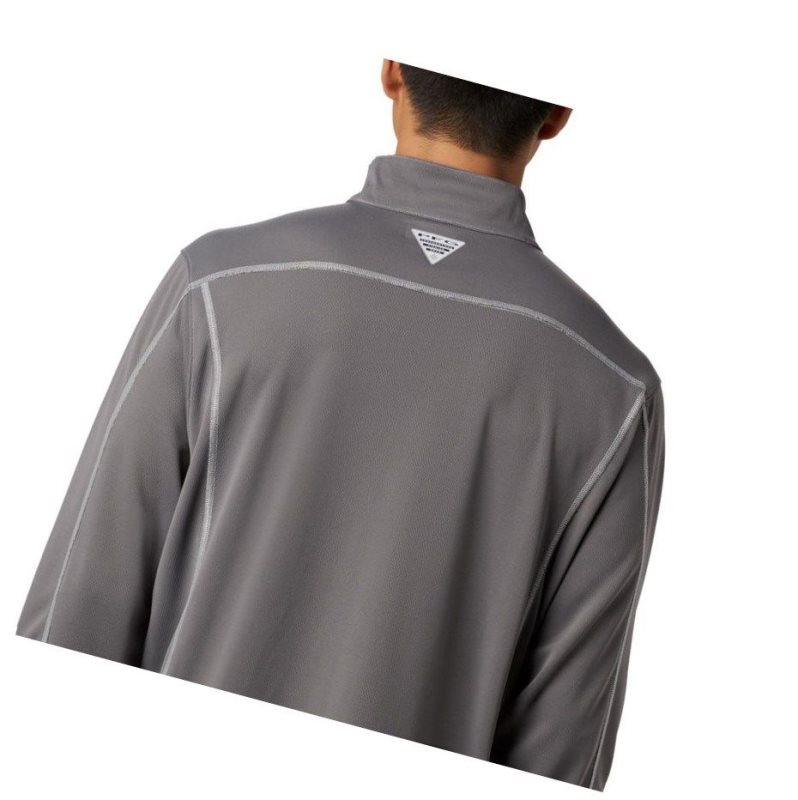 Columbia PFG Low Drag 1/4 Zip Top Sweatshirt Erkek Gri | 67215-MYTH