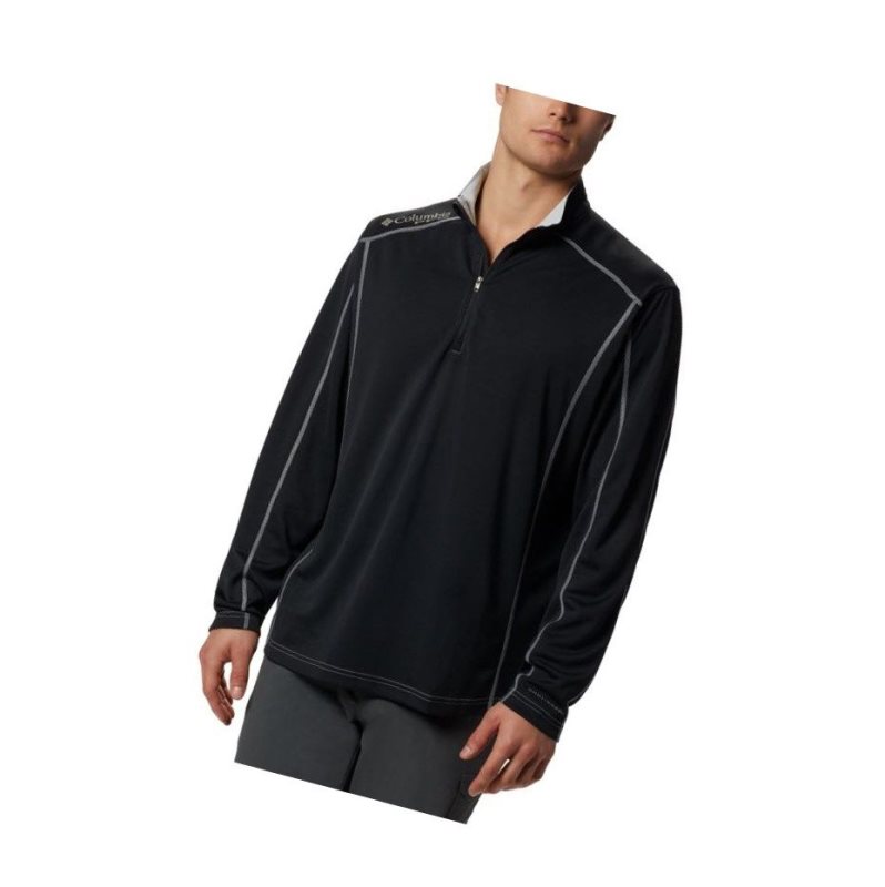 Columbia PFG Low Drag 1/4 Zip Top Sweatshirt Erkek Siyah | 42093-EYRT