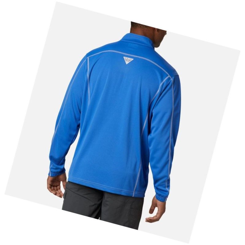 Columbia PFG Low Drag 1/4 Zip Top Sweatshirt Erkek Mavi | 04256-RZJT