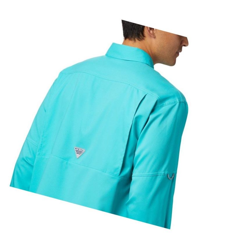 Columbia PFG Low Drag Offshore Long Sleeve Gömlek Erkek Açık Turkuaz | 81263-MENV