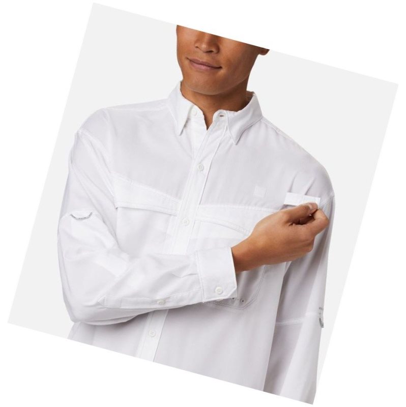 Columbia PFG Low Drag Offshore Long Sleeve Gömlek Erkek Beyaz | 96408-TKDU