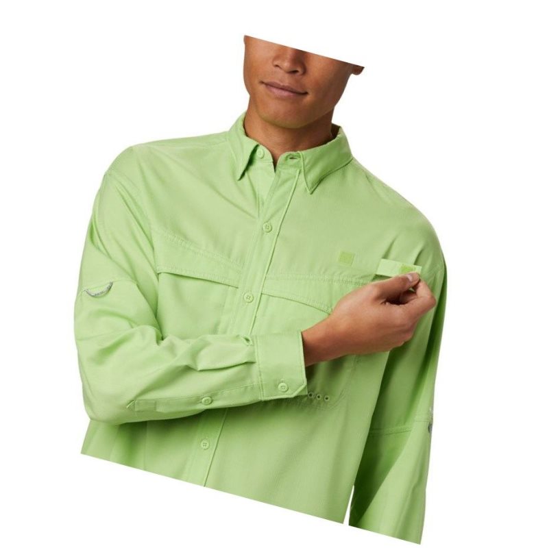 Columbia PFG Low Drag Offshore Long Sleeve Gömlek Erkek Açık Yeşil | 71302-XNZB
