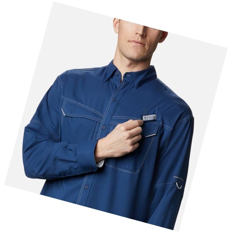 Columbia PFG Low Drag Offshore Long Sleeve Gömlek Erkek Koyu Gri | 95241-RIHE