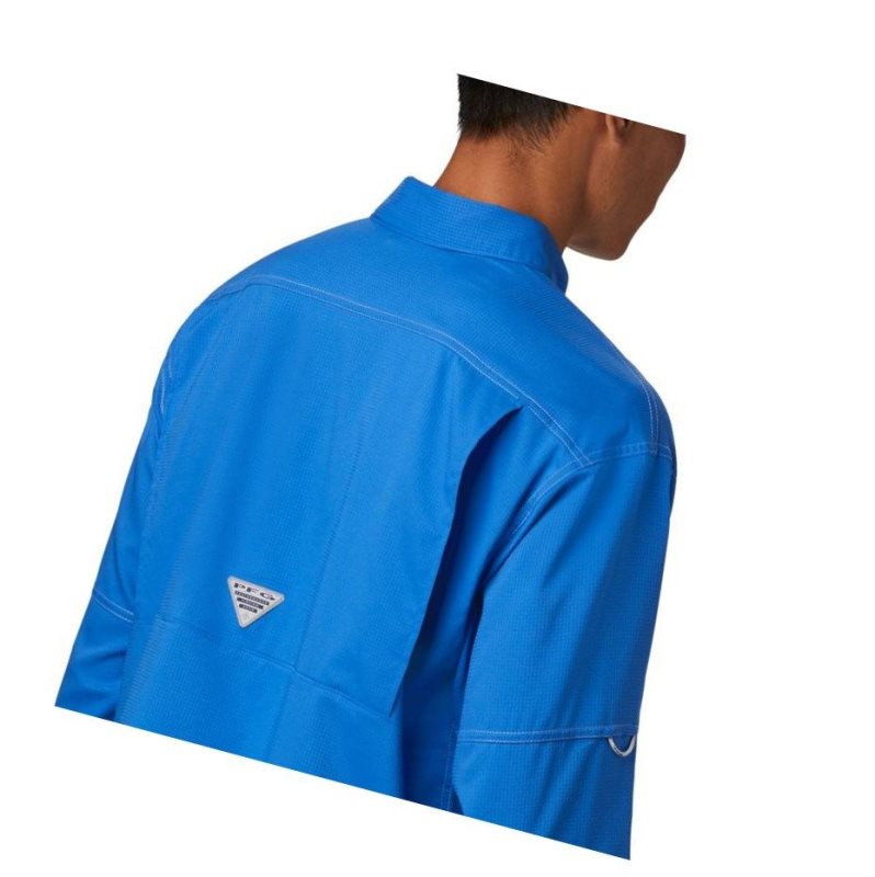 Columbia PFG Low Drag Offshore Long Sleeve Gömlek Erkek Mavi | 54029-NAUB
