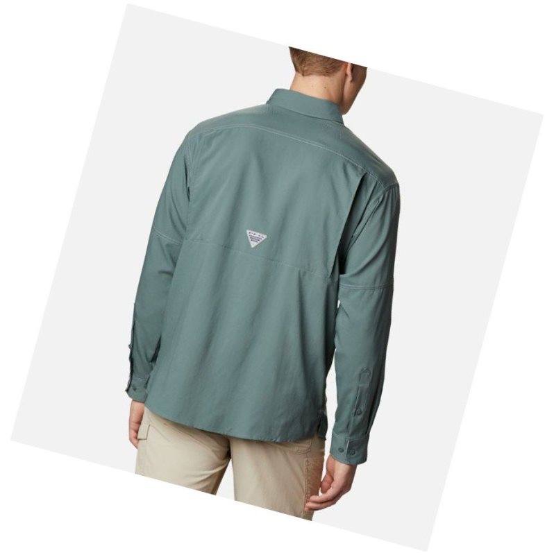 Columbia PFG Low Drag Offshore Long Sleeve Gömlek Erkek Yeşil | 89564-FTAC