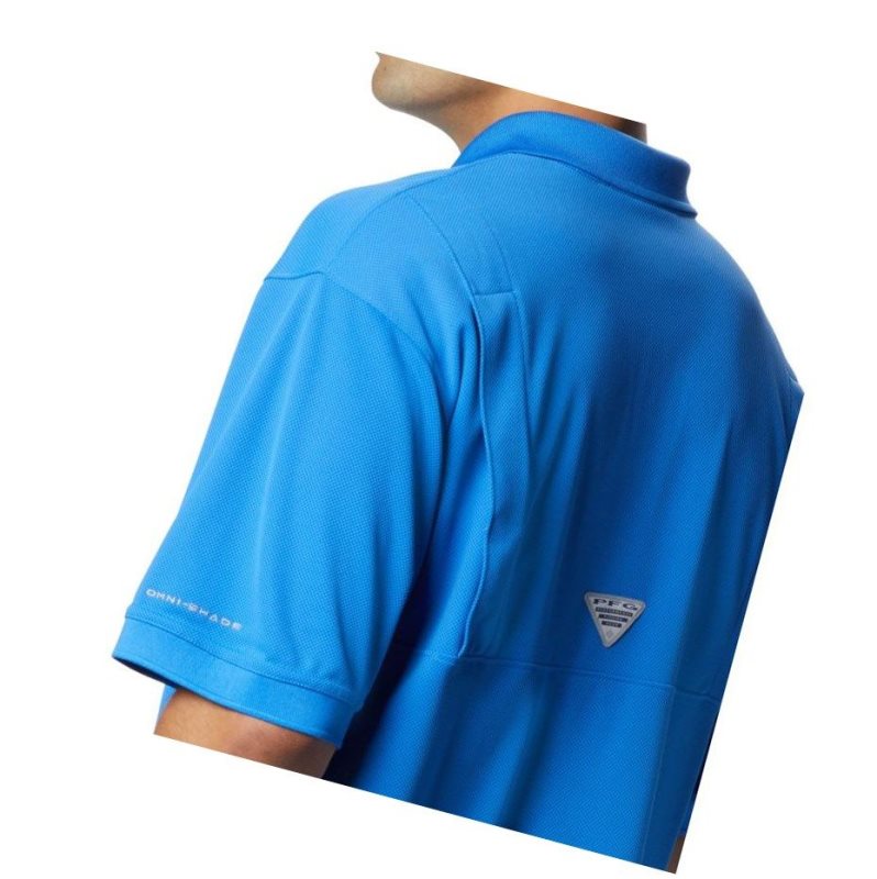 Columbia PFG Perfect Cast Polo Gömlek Erkek Mavi | 70683-ZRAE