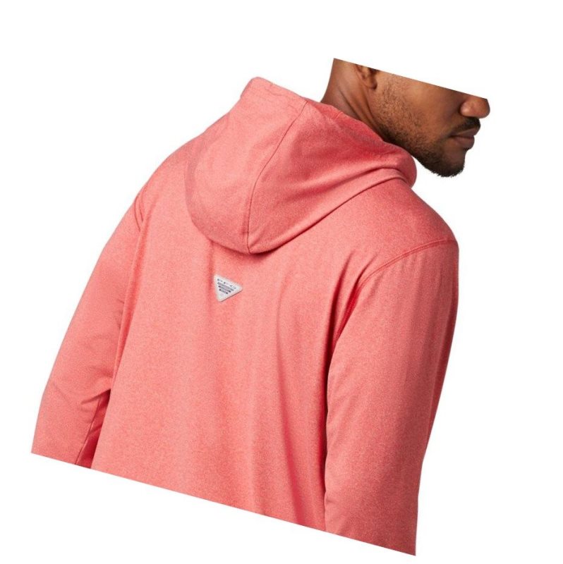 Columbia PFG Slack Tide Henley Kapşonlu Erkek Kırmızı | 63847-RCOQ