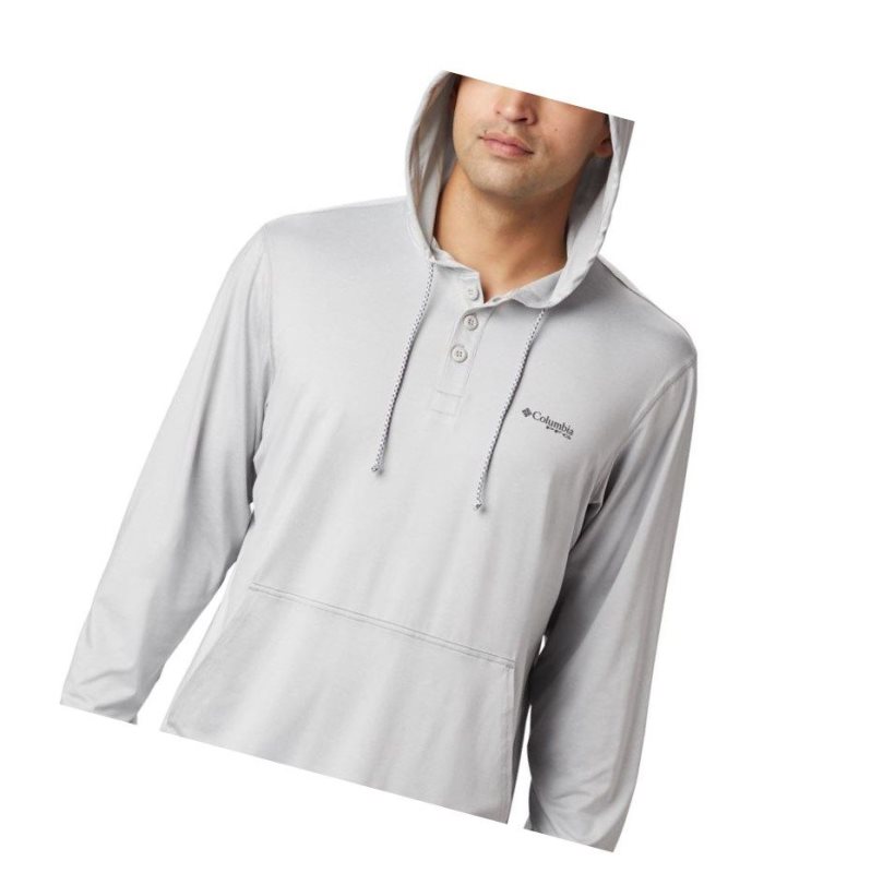 Columbia PFG Slack Tide Henley Kapşonlu Erkek Gri | 25870-VOLZ