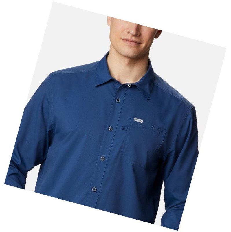 Columbia PFG Slack Tide Long Sleeve Gömlek Erkek Koyu Gri | 01452-FGCB