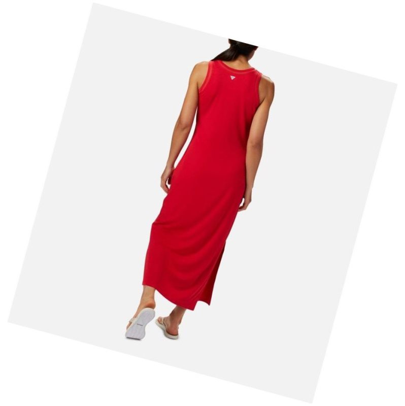 Columbia PFG Slack Water Knit Maxi Elbise Kadın Kırmızı | 87035-MSZU